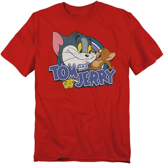 Tom and Jerry Friendly Enemies Unisex Adult T Shirt (2X-Large) Red