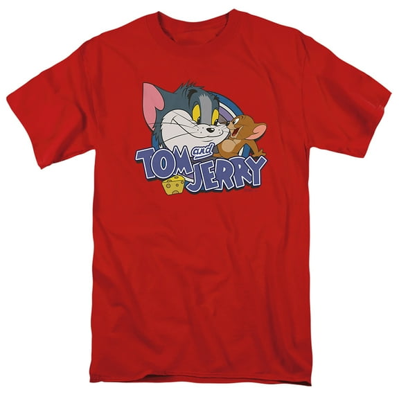 Tom and Jerry Friendly Enemies Unisex Adult T Shirt (X-Large) Red