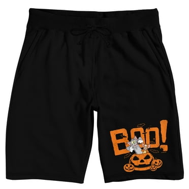 Tom and Jerry Halloween Boo Men's Black Sleep Pajama Shorts-XXL