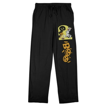 Tom and Jerry Halloween Boo Men's Black Sleep Pants-Medium