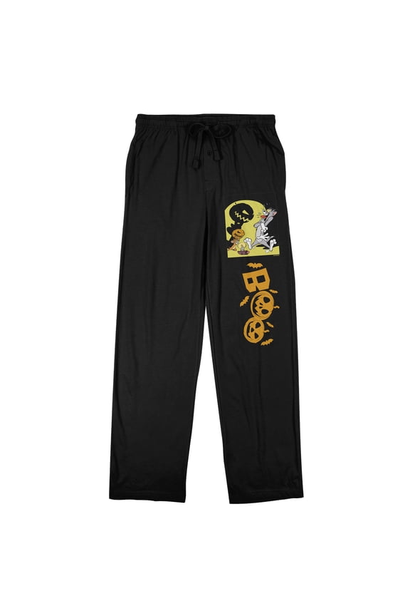 Tom and Jerry Halloween Boo Men's Black Sleep Pants-Small