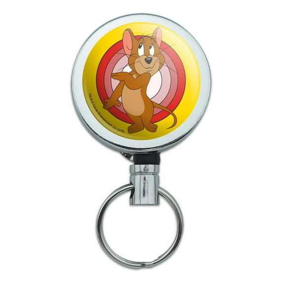 Tom and Jerry Jerry Character Heavy Duty Metal Retractable Reel ID Badge Key Card Tag Holder with Belt Clip