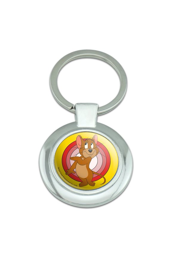 Tom and Jerry Jerry Character Keychain Classy Round Chrome Plated Metal