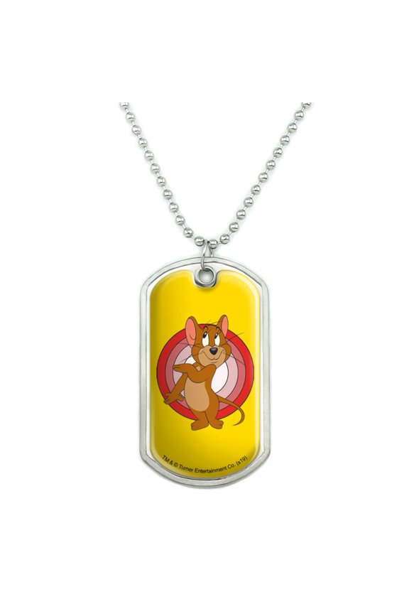 Tom and Jerry Jerry Character Military Dog Tag Pendant Necklace with Chain