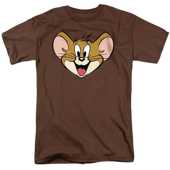Tom and Jerry Jerry Face Unisex Adult T Shirt (X-Large) Coffee