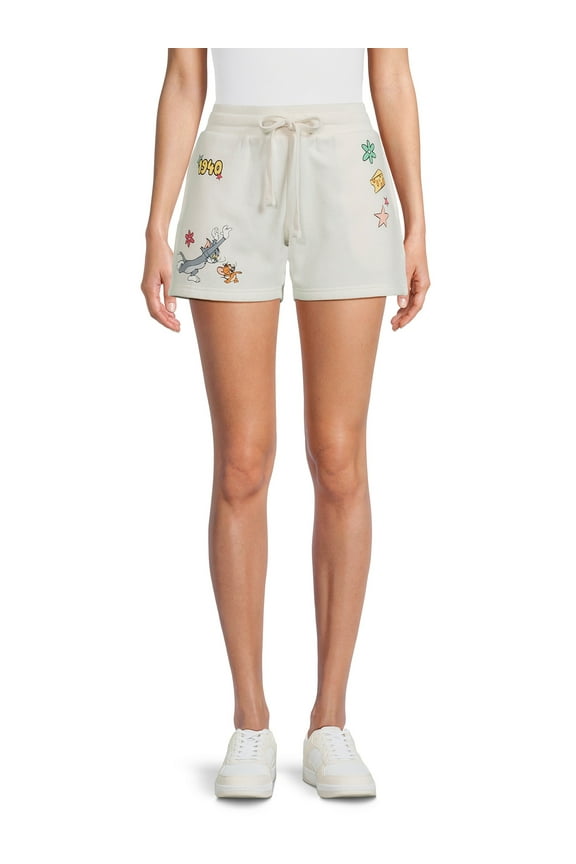 Tom and Jerry Juniors' Graphic Pull-On Shorts, 4" Inseam, Sizes XS-3XL