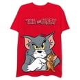 thumbnail image 1 of Tom and Jerry Men's Shirt, Classic Cartoon Printed Tom and Jerry T-shirt Red - L, 1 of 5