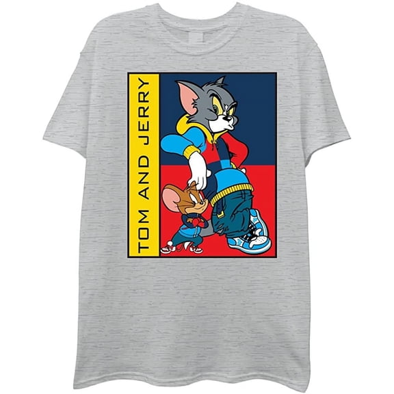 Tom and Jerry Men's Short Sleeve Crewneck T-Shirt, Unisex Adult Sizes