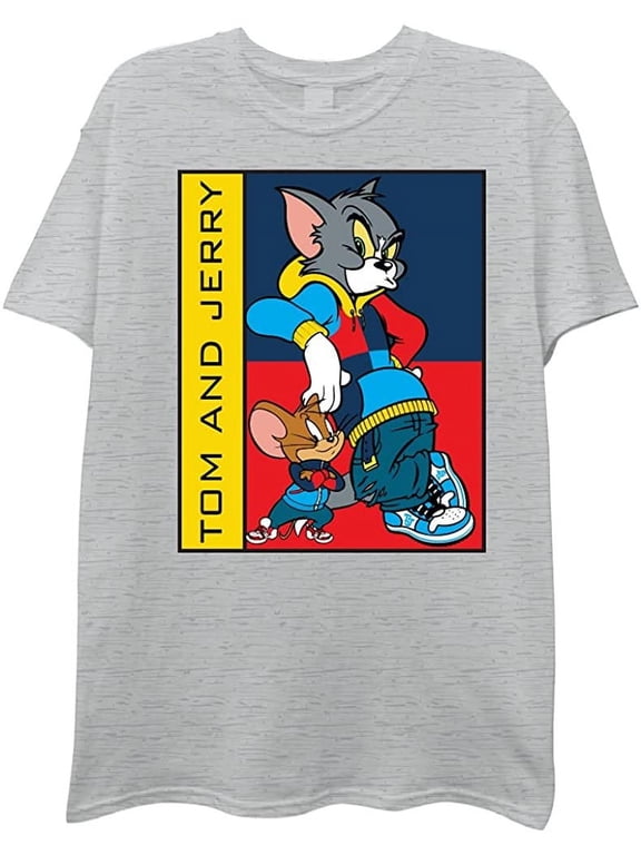 Tom and Jerry Men's Short Sleeve Crewneck T-Shirt, Unisex Adult Sizes