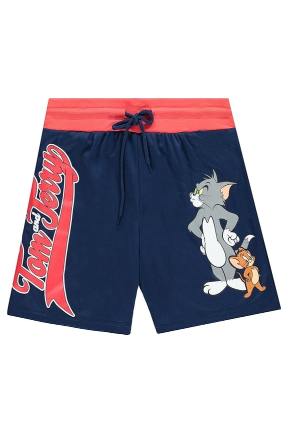 Tom and Jerry Men's Shorts, Printed Cartoon Casual Basketball Tom and Jerry Shorts Navy - XL
