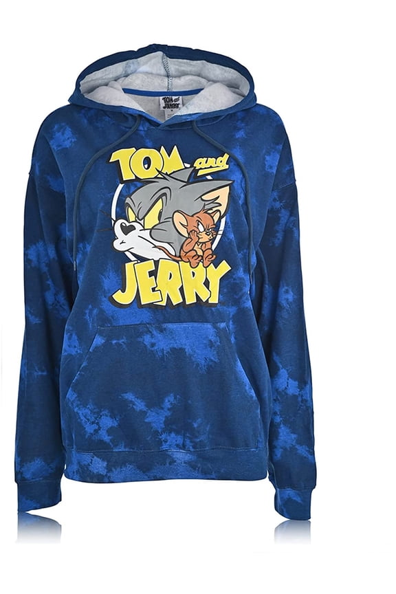 Mens Tom & Jerry Battle Hoodie - Classic Hanna-Barbera Long Sleeve Sweatshirt - Vintage Cartoon Hoodie
