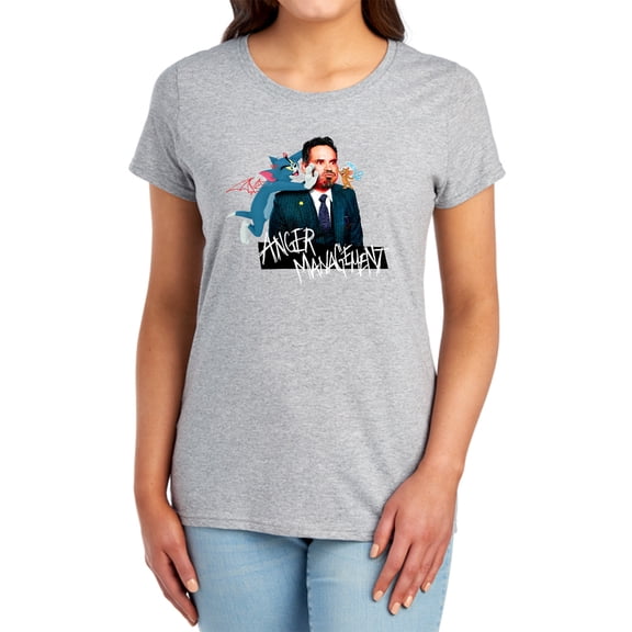 Tom and Jerry Movie Anger Management Women's T Shirt,Athletic Heather, Large