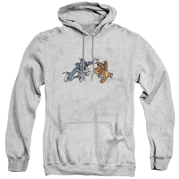 Tom and Jerry Movie Best Frenemies Unisex Adult Pull-Over Hoodie,Athletic Heather, Large
