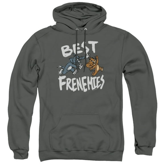 Tom and Jerry Movie Best Frenemies Unisex Adult Pull-Over Hoodie,Charcoal, 2X-Large