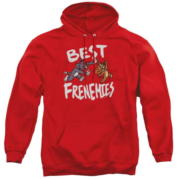 Tom and Jerry Movie Best Frenemies Unisex Adult Pull-Over Hoodie,Red, Medium