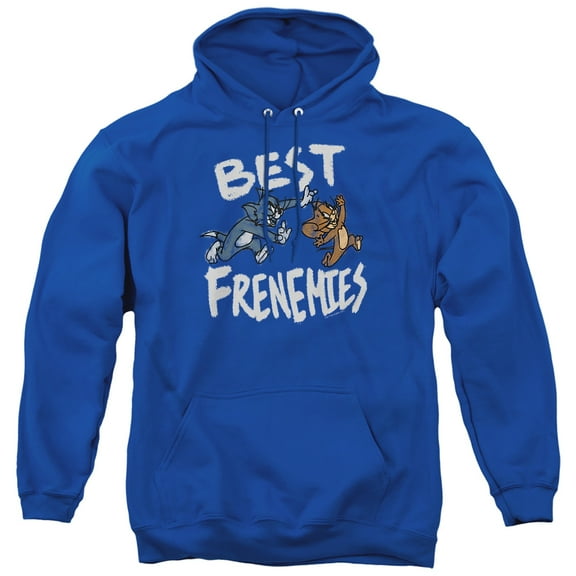 Tom and Jerry Movie Best Frenemies Unisex Adult Pull-Over Hoodie,Royal, Small