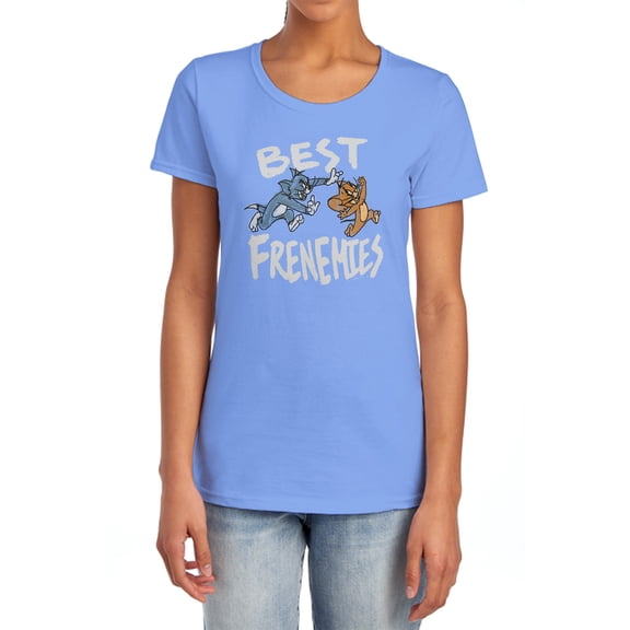 Tom and Jerry Movie Best Frenemies Women's T Shirt,Carolina Blue, Small