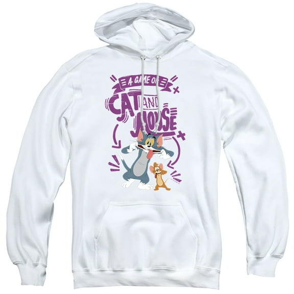 Tom and Jerry Movie Cat And Mouse Unisex Adult Pull-Over Hoodie,White, Small