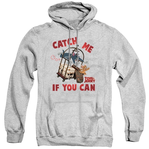Tom and Jerry Movie Catch Me If You Can Unisex Adult Pull-Over Hoodie,Athletic Heather, Medium