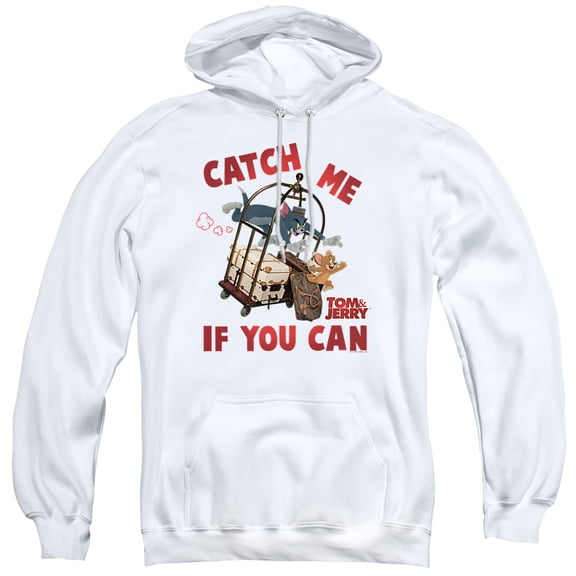 Tom and Jerry Movie Catch Me If You Can Unisex Adult Pull-Over Hoodie,White, Large