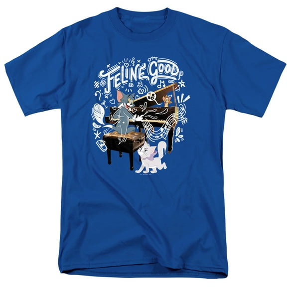 Tom and Jerry Movie Feline Good Unisex Adult T-Shirt, Royal, Large