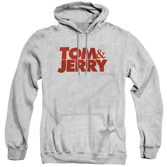 Tom and Jerry Movie Movie Logo Unisex Adult Pull-Over Hoodie,Athletic Heather, X-Large