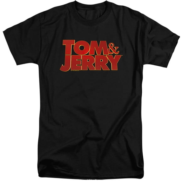 Tom and Jerry Movie Movie Logo Unisex Adult Tall T Shirt,Black, 3X-Large