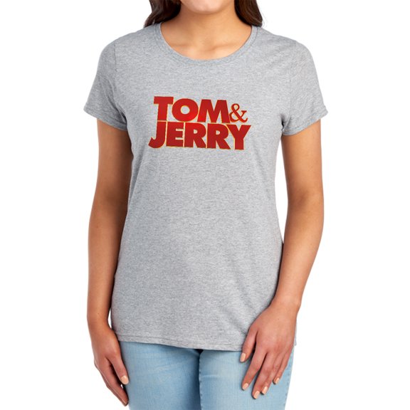 Tom and Jerry Movie Movie Logo Women's T Shirt,Athletic Heather, X-Large