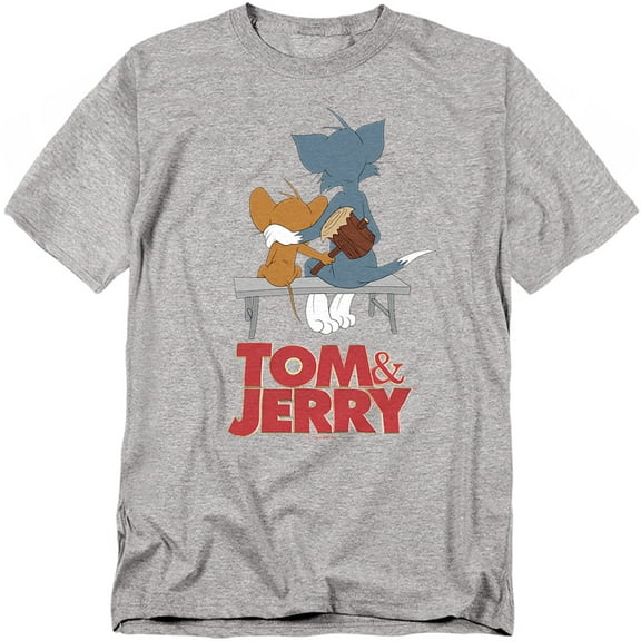 Tom and Jerry Movie Park Bench Unisex Adult T-Shirt, Athletic Heather, Medium