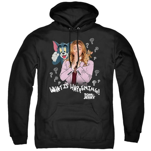 Tom and Jerry Movie What Is Happening Unisex Adult Pull-Over Hoodie,Black, Medium