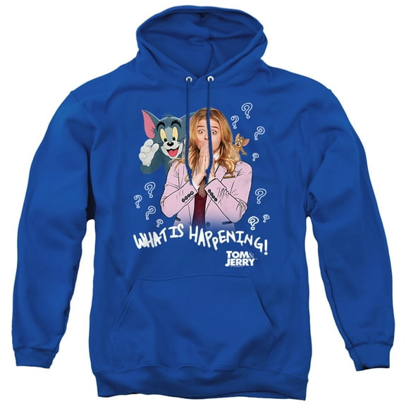 Tom and Jerry Movie What Is Happening Unisex Adult Pull-Over Hoodie,Royal, Small