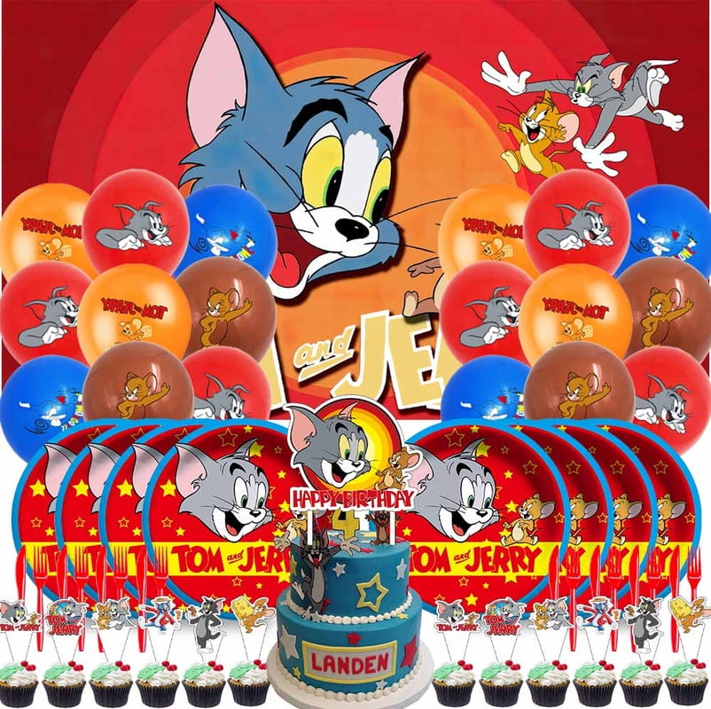 Tom and Jerry Party Supplies Plates Decorations Birthday Cake Topper ...