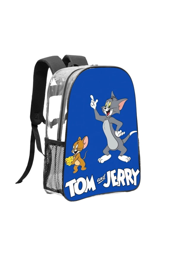 Tom and Jerry Pattern Transparent Backpack Lightweight And fashionable Showcasing Personality And Leading The Trend