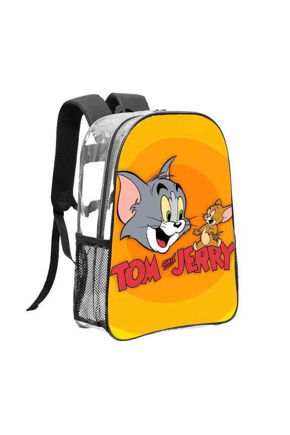 Tom and Jerry Pattern Transparent Backpack Lightweight And fashionable Showcasing Personality And Leading The Trend