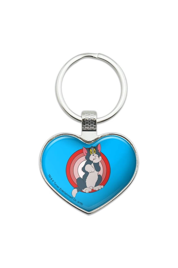 Tom and Jerry Tom Character Keychain Heart Love Metal Key Chain Ring