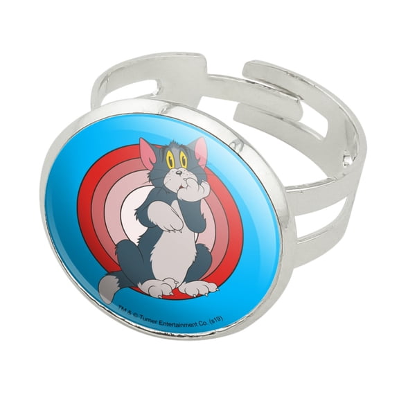 Tom and Jerry Tom Character Silver Plated Adjustable Novelty Ring