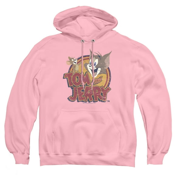 Tom and Jerry Water Damaged Unisex Adult Pull-Over Heather Hoodie, 3X-Large, Pink