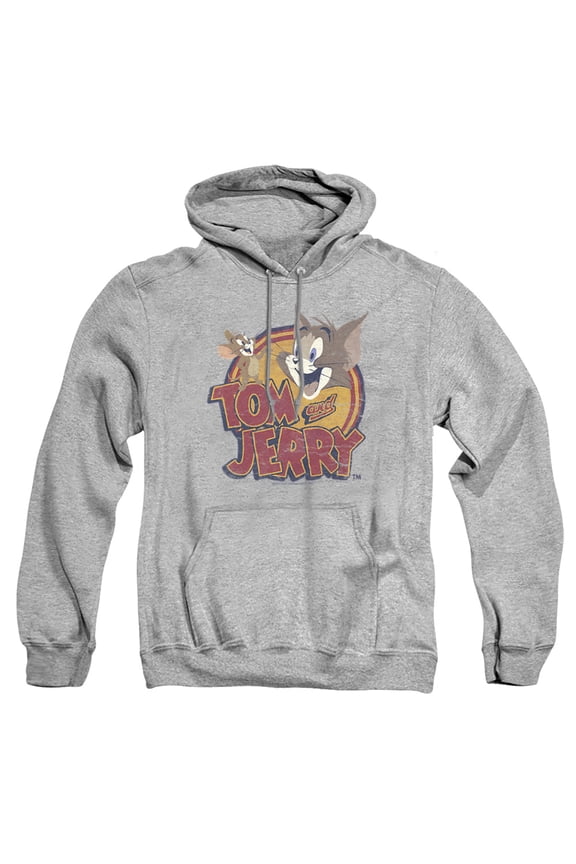 Tom and Jerry Water Damaged Unisex Adult Pull-Over Heather Hoodie, Small, Athletic Heather