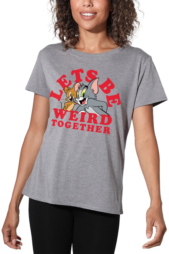 Tom and Jerry Weird Together Valentine Women's Loose T-Shirt, Athletic Heather, 2X-Large