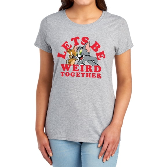 Tom and Jerry Weird Together Valentine Women's T Shirt, Athletic Heather, X-Large
