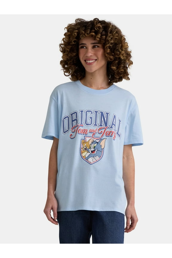 Tom and Jerry Women’s Graphic Tee with Short Sleeves, Sizes XXS-XXL