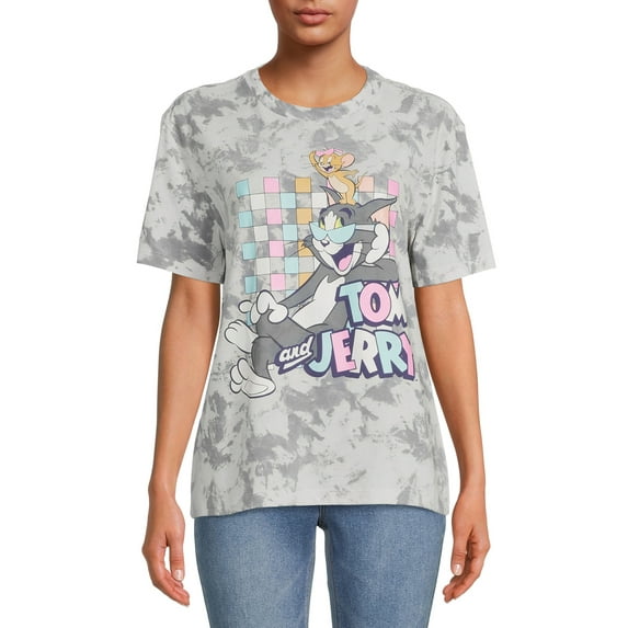 Tom and Jerry Women's Tie Dye Short Sleeve Graphic Tee