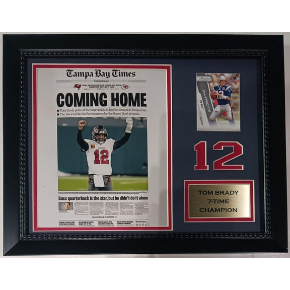 T.brady 7 Time Champion commemorative 11x14 custom frame