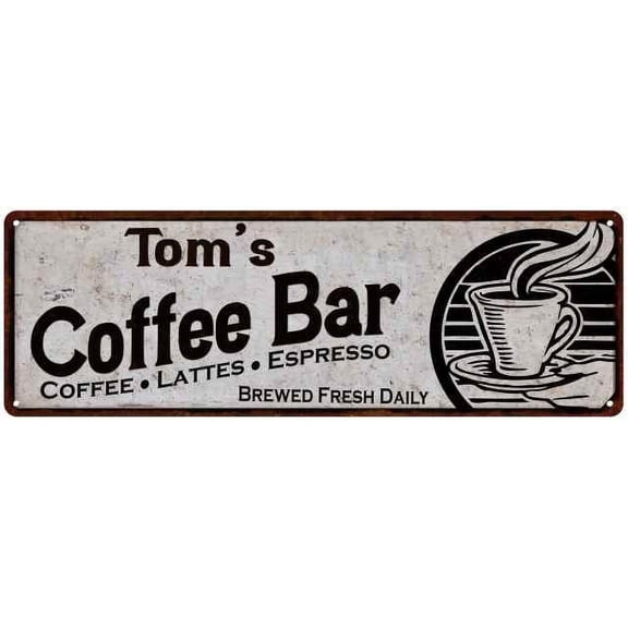 Tom's Coffee Bar Sign Kitchen Decor 6x18 206180007359
