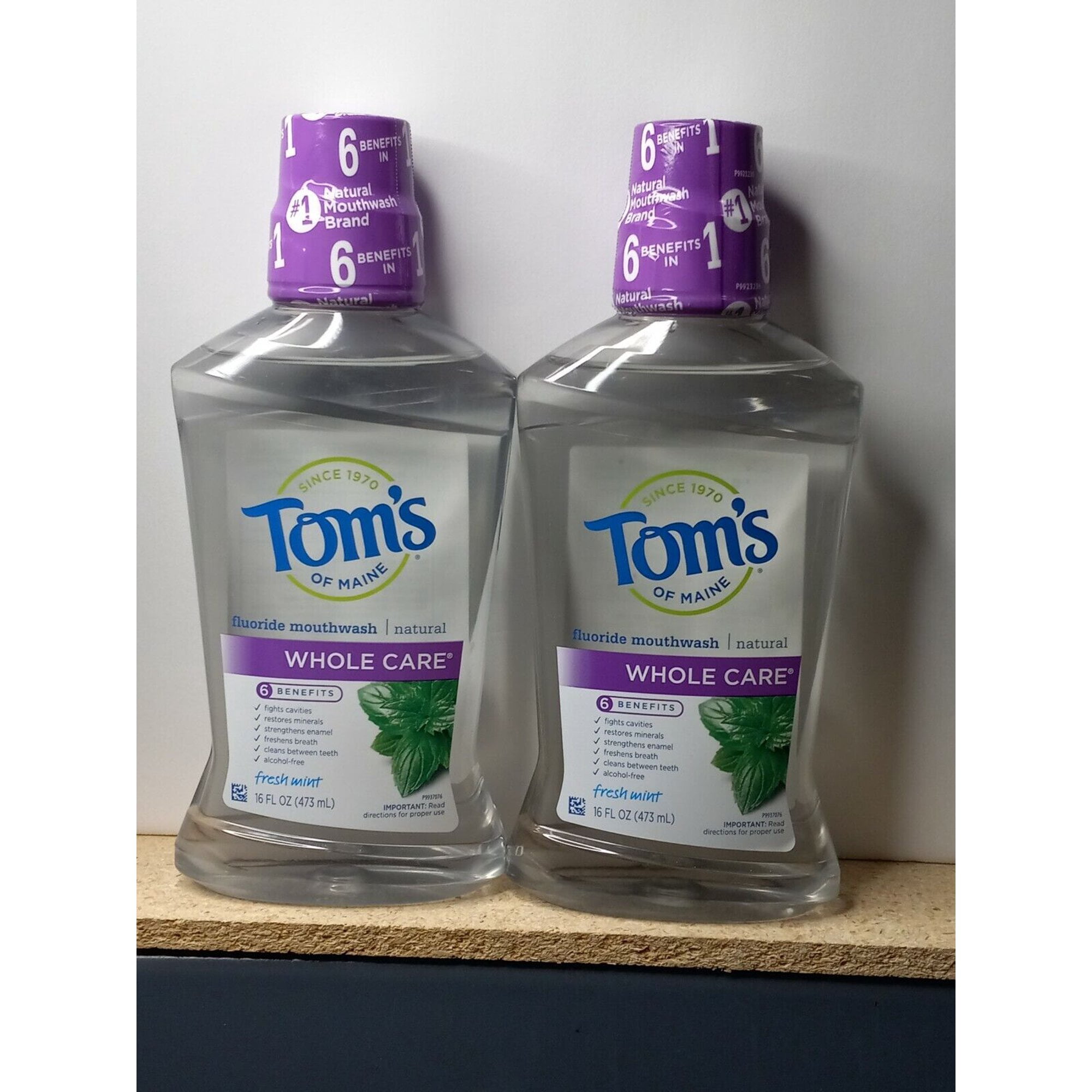 Tom's of Main Natural Mouthwash, Whole Care with Fluoride, Fresh Mint