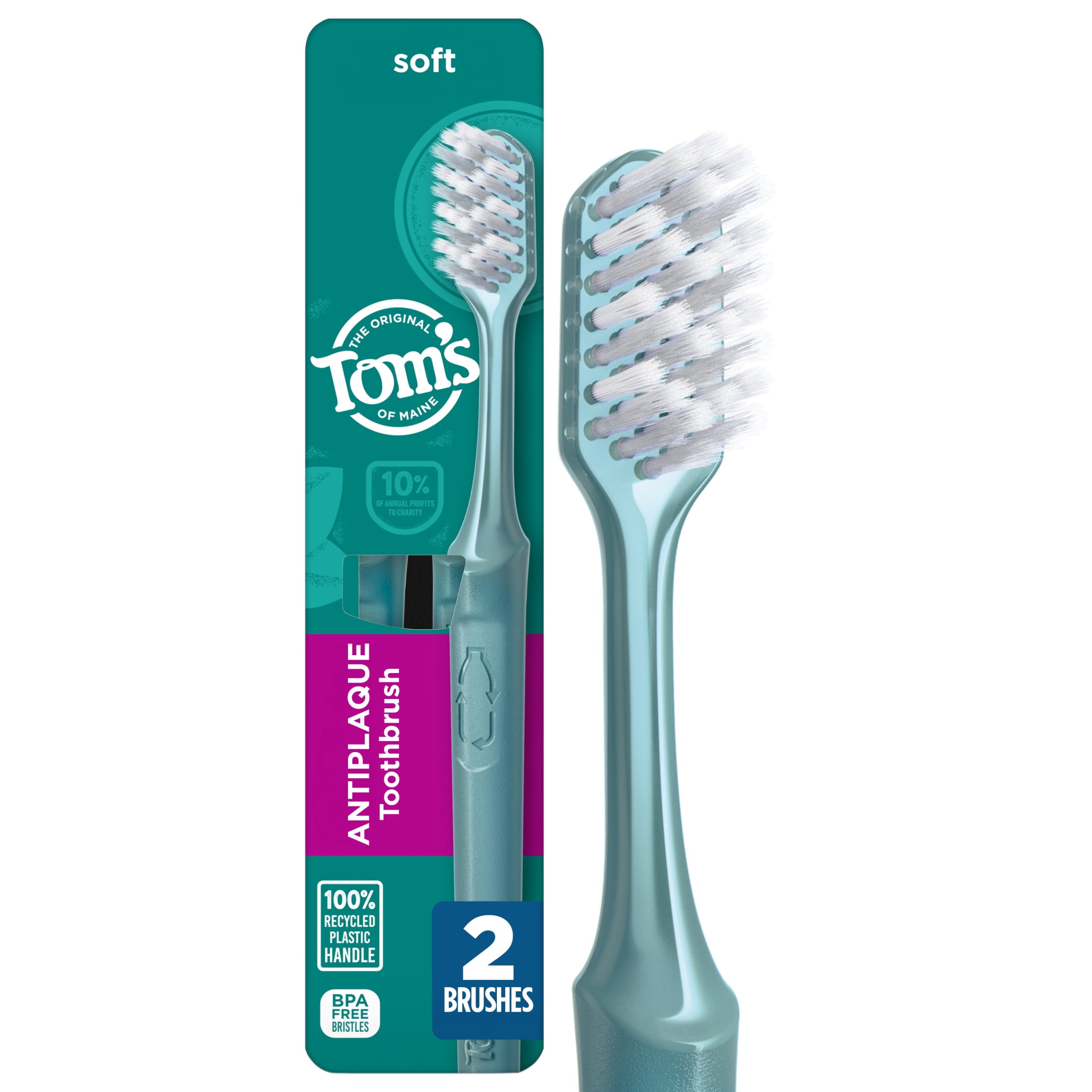 Tom’s of Maine Antiplaque Adult Soft Toothbrush, 2 Pack