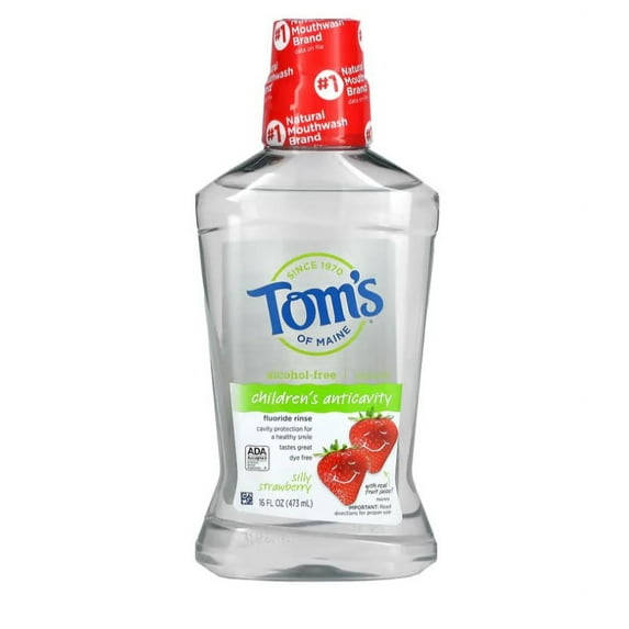 Tom's of Maine Children's Anticavity Fluoride Rinse Mouthwash, Silly Strawberry, 16 oz. 3-Pack