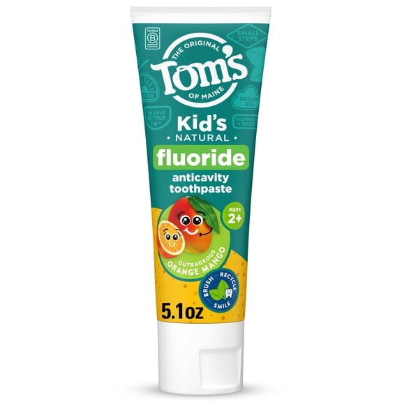 Toms of Maine Natural Kids Fluoride Toothpaste, Outrageous Orange Mango, 5.1 oz