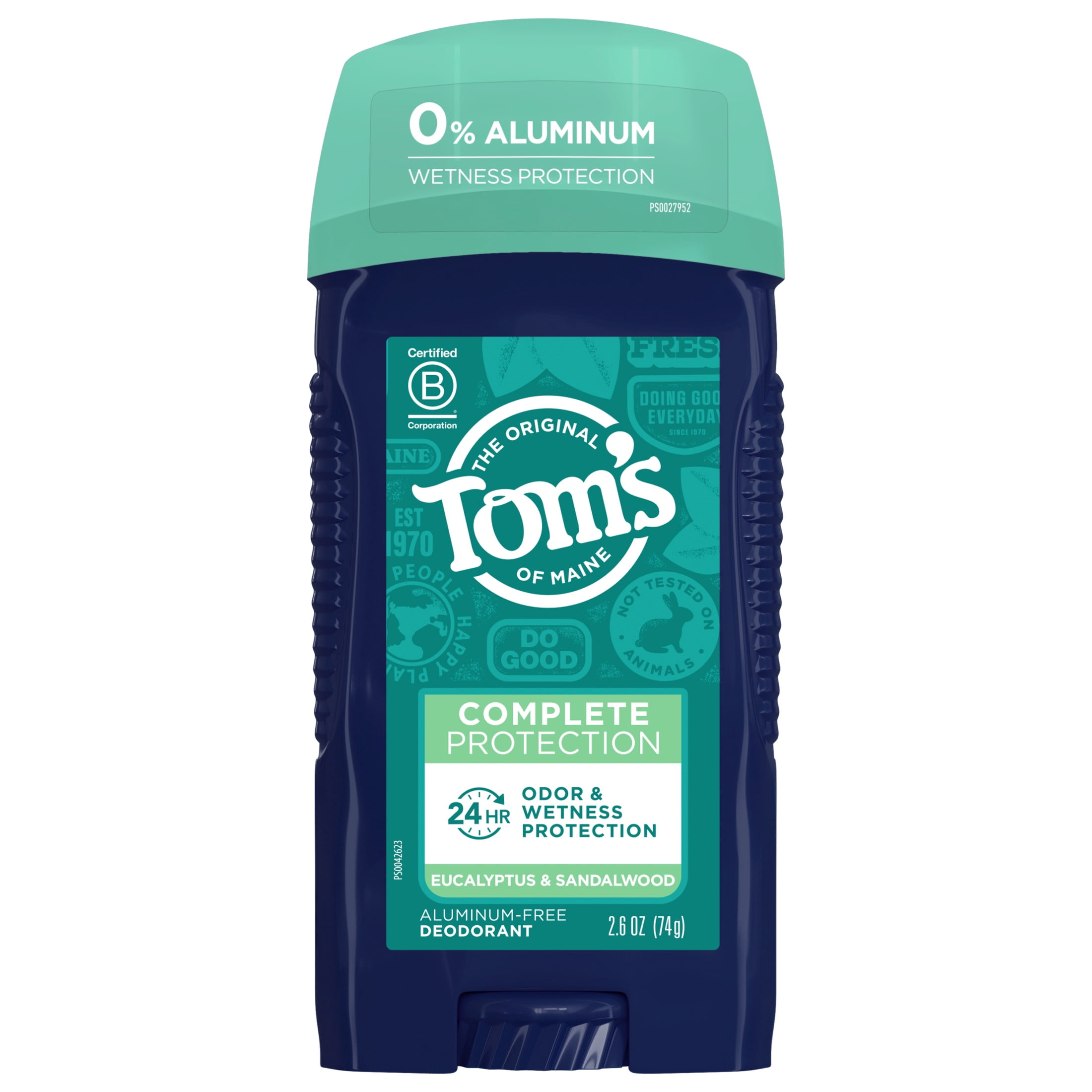 Tom's of Maine Complete Protection Aluminum-Free Natural Deodorant for Men, Eucalyptus & Sandalwood, 2.6 oz.