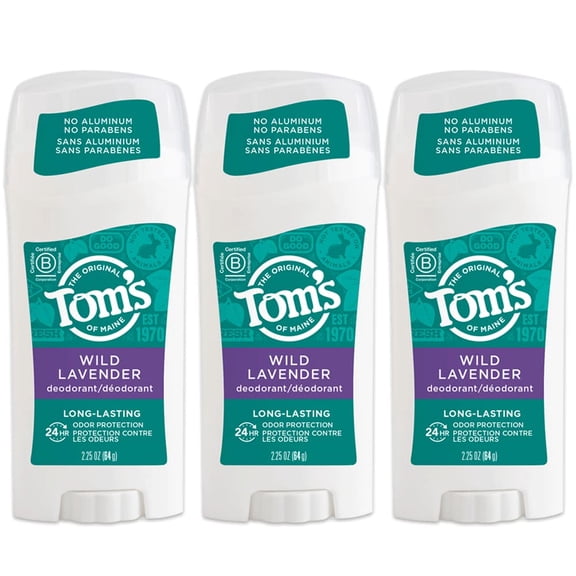 Tom's of Maine Long-Lasting Aluminum-Free Natural Deodorant for Women, Wild Lavender, 2.25 oz. 3-Pack